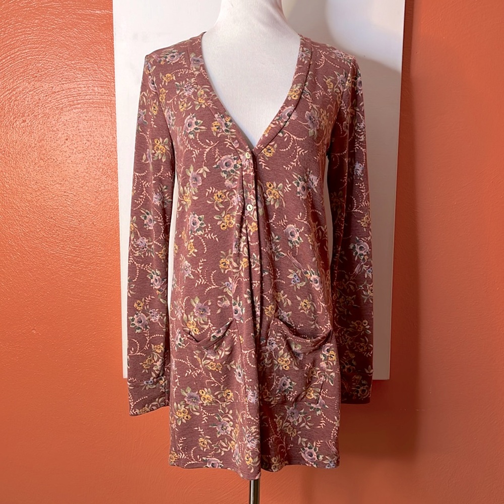 Cranberry Floral Essential Cardigan - A&D